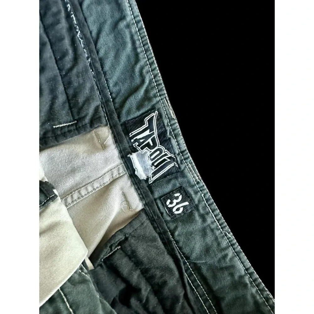 Vintage‎ Y2K Tapout Shorts Cargo Sz 36 Khaki Embroidered Logo Side MMA 2000's